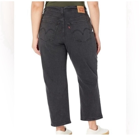 Levi’s plus size distressed high rise wedgie straight 24W NWT button fly Black - Picture 2 of 7